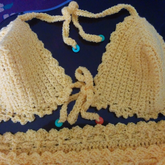 Yellow crochet bikini set, handmade, ready to ship - Picture 5 of 10